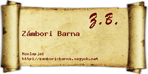 Zámbori Barna névjegykártya