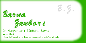 barna zambori business card